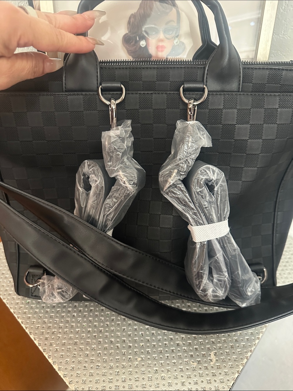 Loungefly Mickey Mouse Checkered Texture Convertible Backpack & Tote - Picture 8 of 9